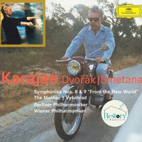ซีดี Antonín Dvořák, Bedřich Smetana - Berliner Philharmoniker, Wiener Philharmoniker, Herbert von Karajan - Symphonies Nos. 8 & 9 "From The New World" / The Moldau | Vyšehrad CD VG+ 2CDs