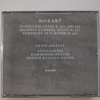 ซีดี Wolfgang Amadeus Mozart, Keith Jarrett, Stuttgarter Kammerorchester, Dennis Russell Davies - Piano Concertos K. 467, 488, 595 / Masonic Funeral Music K. 477 / Symphony In G Minor K. 550 CD VG+ 2CDs