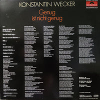 แผ่นเสียง Konstantin Wecker - Genug Ist Nicht Genug Vinyl VG+