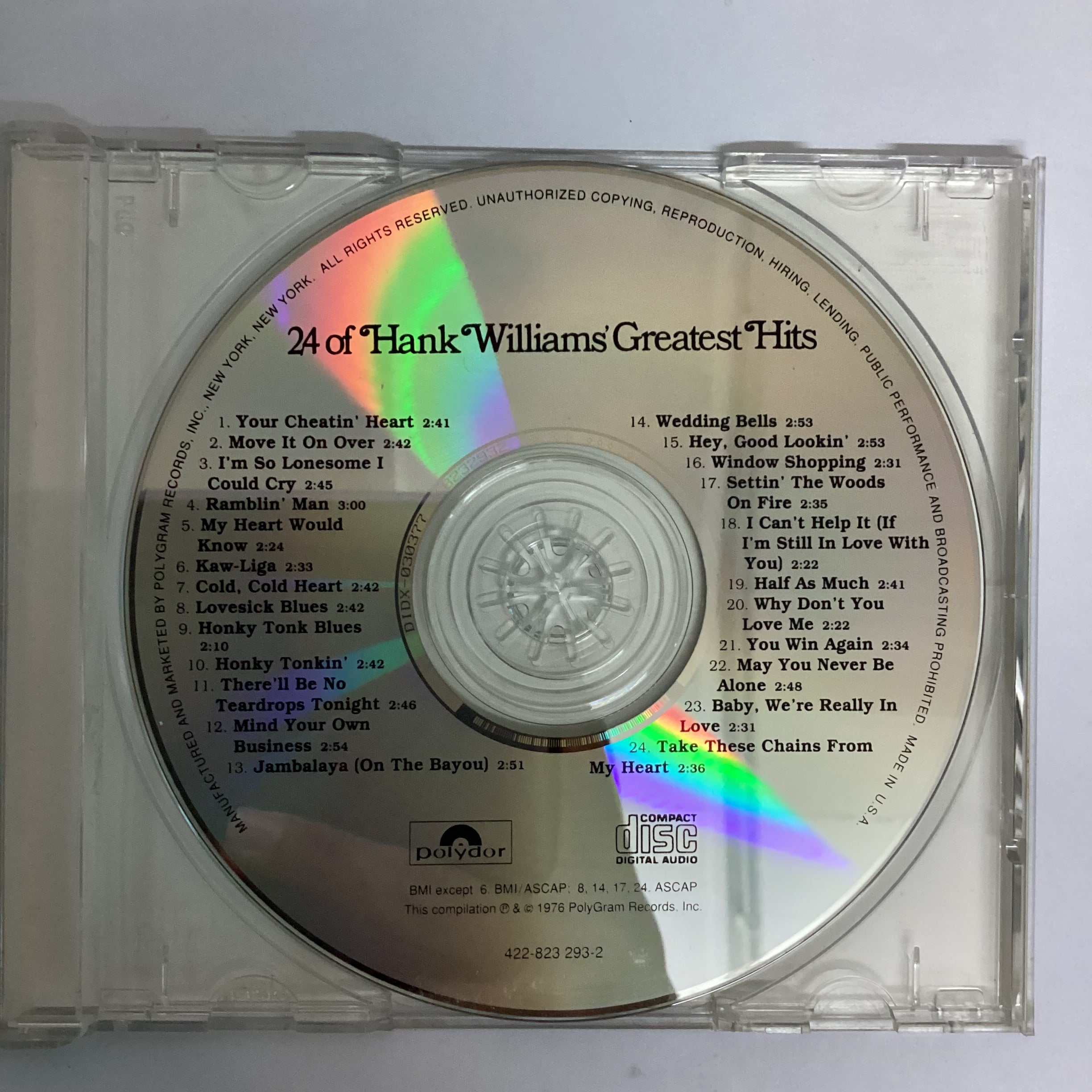 Hank Williams - 24 Of Hank Williams' Greatest Hits (CD) ที่ Restory ...