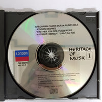 ซีดี Various - Heritage of Music - Gregorian Chant / Dufay / Dunstable / Josquin Desprez / Walther Von Der Weide / Machaut / Borecht / isaac / LA Rue CD VG+