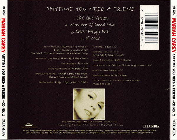 Buy Mariah Carey : Anytime You Need A Friend (CD) Online for a