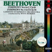 ซีดี Ludwig van Beethoven, The London Symphony Orchestra, Wyn Morris - Beethoven: Symphony No. 1 In C, Op. 21 & Symphony No. 2, Op 36, The London Symphony Orchestra Conducted By Wyn Morris CD VG+