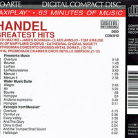 ซีดี Georg Friedrich Händel - Handel Greatest Hits: Fireworks Music, Water Music, Messiah CD NM or M-