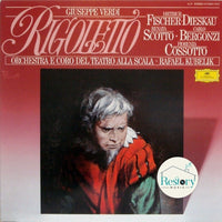 แผ่นเสียง Giuseppe Verdi - Dietrich Fischer-Dieskau, Renata Scotto, Carlo Bergonzi, Fiorenza Cossotto, Orchestra Del Teatro Alla Scala E Coro Del Teatro Alla Scala, Roberto Benaglio, Rafael Kubelik - Rigoletto Vinyl VG+ Boxset, 3LPs