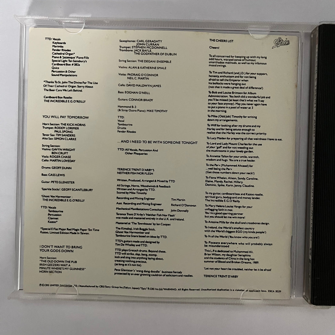 ซีดี Terence Trent D'Arby - Terence Trent D'Arby's Neither Fish Nor Flesh: A Soundtrack Of Love, Faith, Hope, And Destruction CD NM