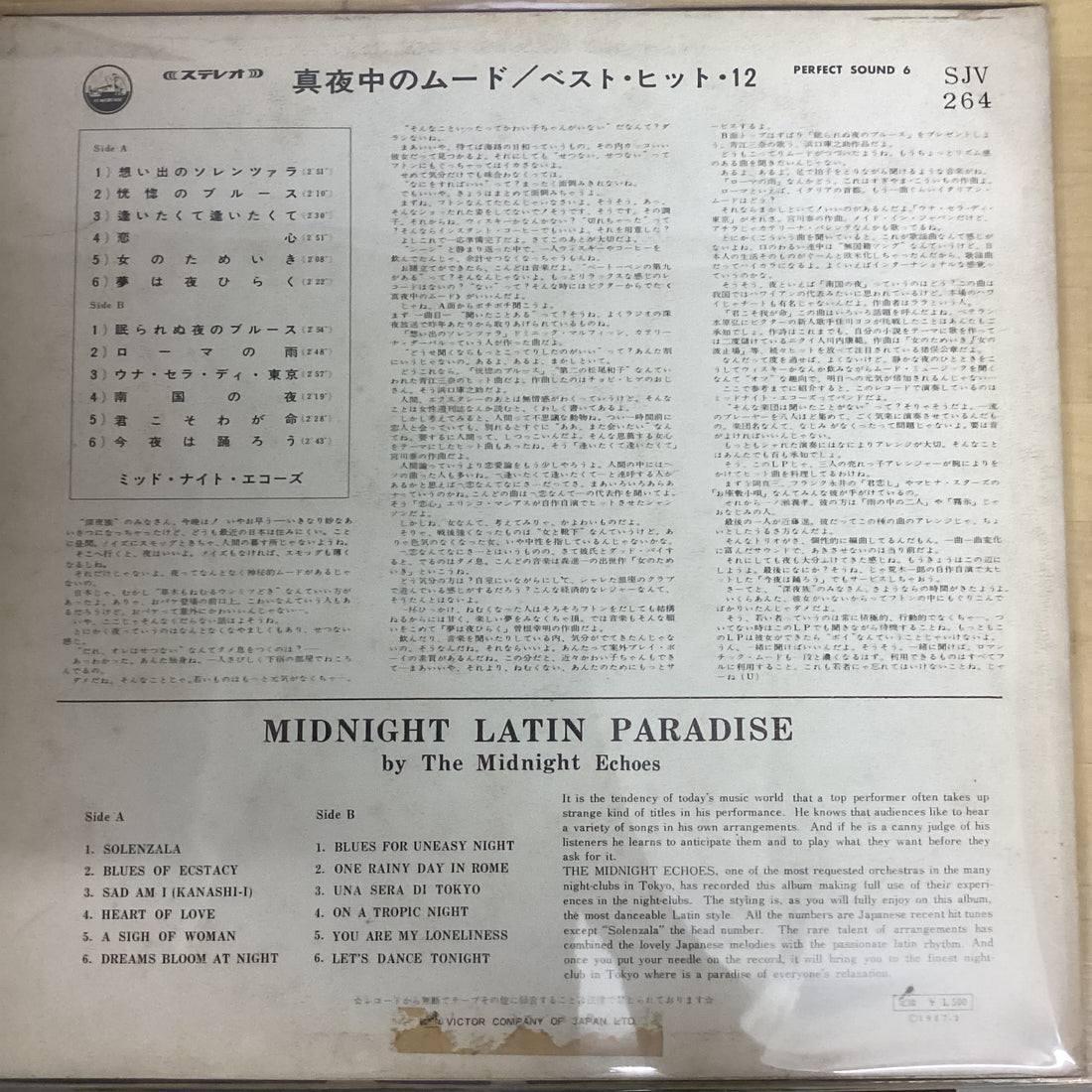แผ่นเสียง The Midnight Echoes - Midnight Latin Paradise-Best Hit 12 Vinyl VG+
