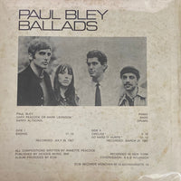 แผ่นเสียง Paul Bley - Ballads (Vinyl) (VG+)