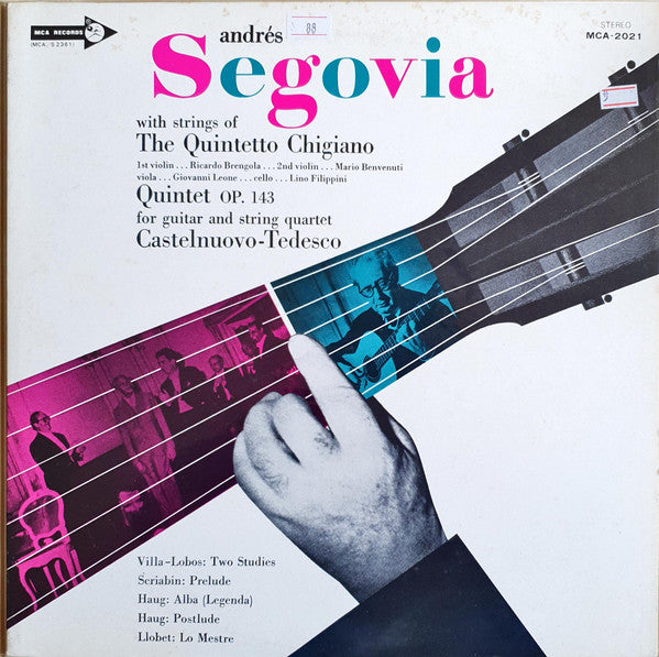 Andrés Segovia, Quintetto Chigiano, Mario Castelnuovo Tedesco : Quintet Op. 143 For Guitar And String Quartet (LP, Album, Promo)