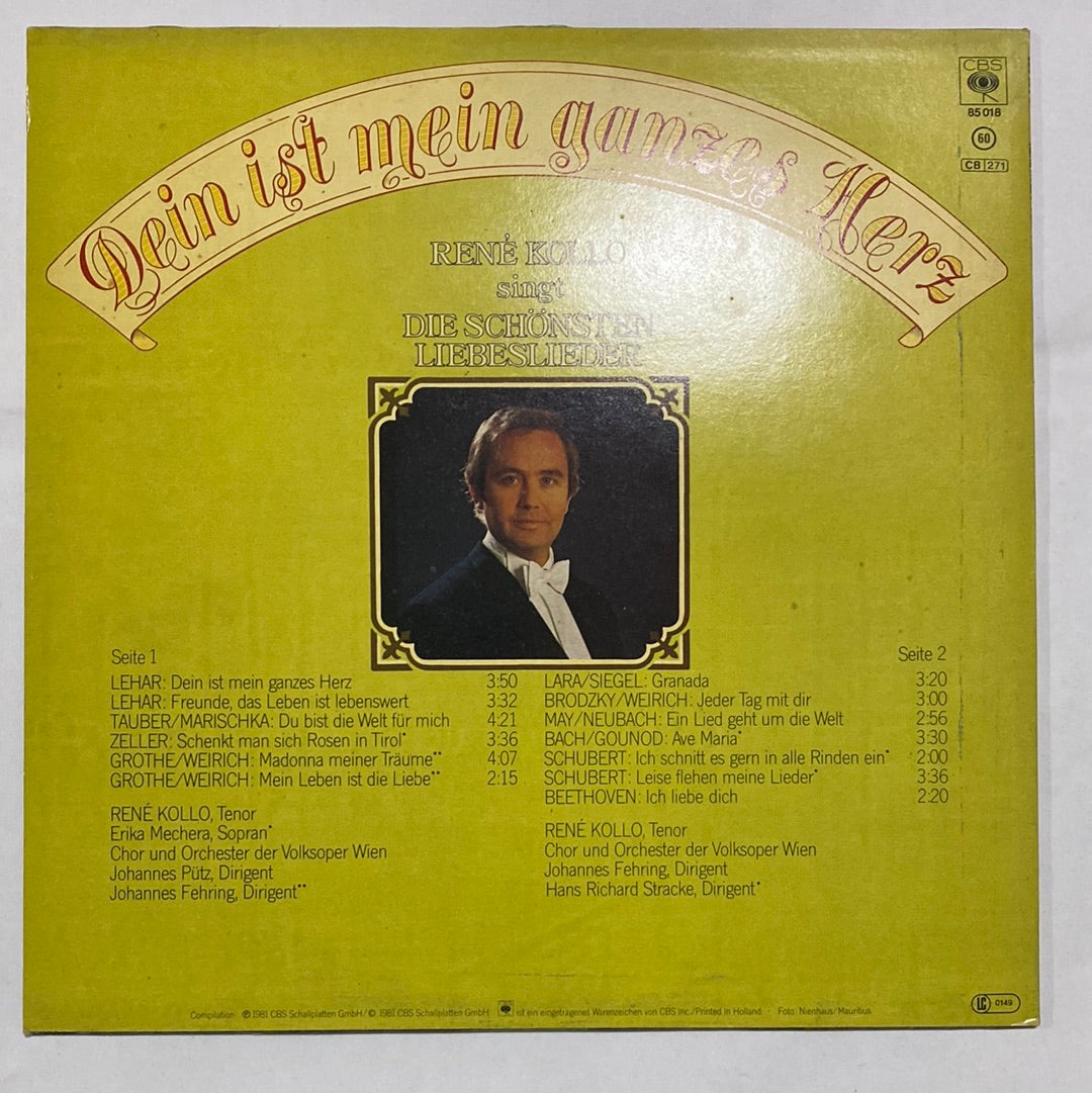 แผ่นเสียง René Kollo - Dein Ist Mein Gxanzes Herz - René Kollo Singt Die Schönsten Liebeslieder (Vinyl) (NM or M-)