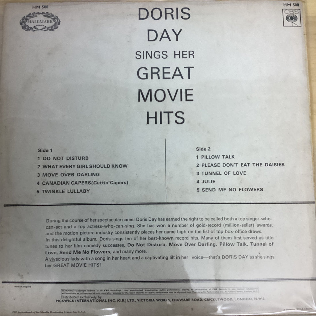 แผ่นเสียง Doris Day - Sings Her Great Movie Hits Vinyl VG+