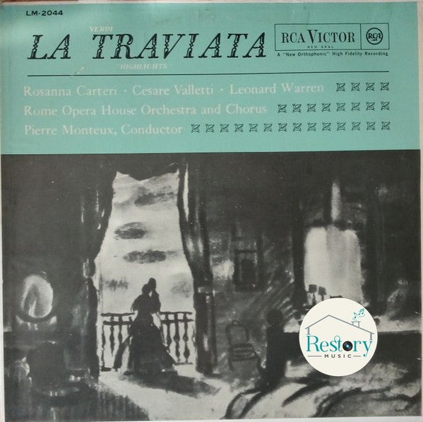 Giuseppe Verdi, Orchestra Del Teatro Dell'Opera Di Roma & Coro Del Teatro Dell'Opera Di Roma, Pierre Monteux, Rosanna Carteri, Cesare Valletti, Leonard Warren : La Traviata - Highlights (LP, Album, Mono)