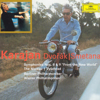 ซีดี Antonín Dvořák, Bedřich Smetana - Berliner Philharmoniker, Wiener Philharmoniker, Herbert von Karajan - Symphonies Nos. 8 & 9 "From The New World" / The Moldau | Vyšehrad CD VG+ 2CDs