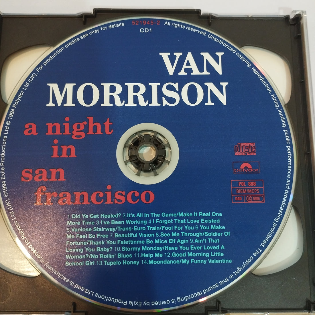 ซีดี Van Morrison - A Night In San Francisco (CD) (VG+)