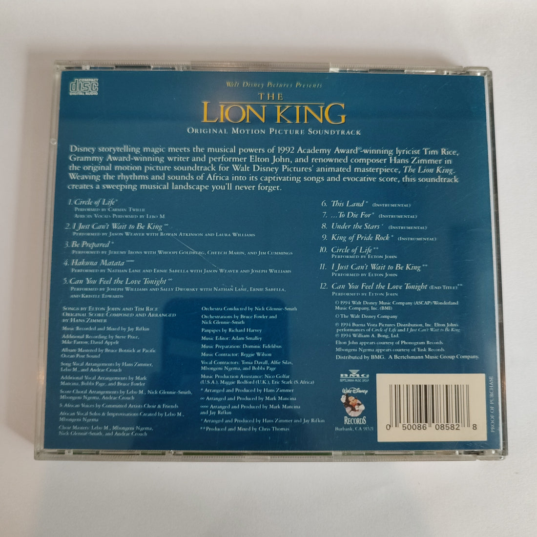 ซีดี Various - The Lion King (Original Motion Picture Soundtrack) (CD) (VG+)