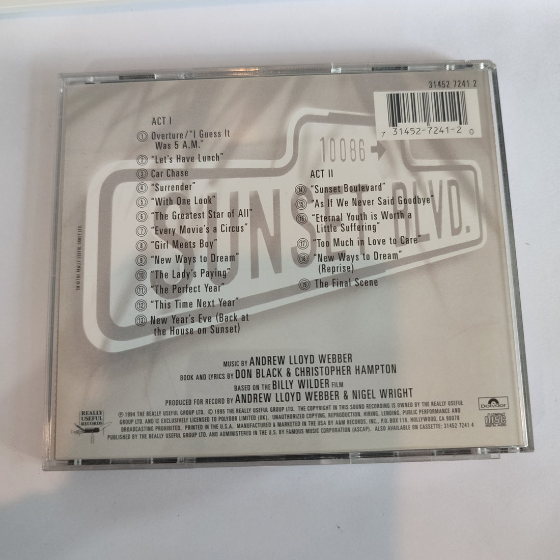 ซีดี Sunset Boulevard 1994 Los Angeles Cast, Andrew Lloyd Webber - Highlights From Andrew Lloyd Webber's Sunset Boulevard CD VG+