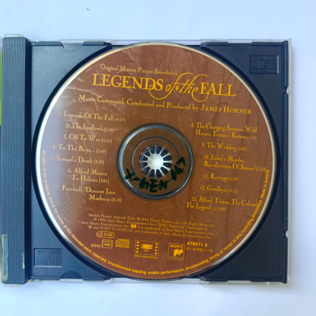 James Horner - Legends Of The Fall (Original Motion Picture Soundtrack) (CD) (VG+)