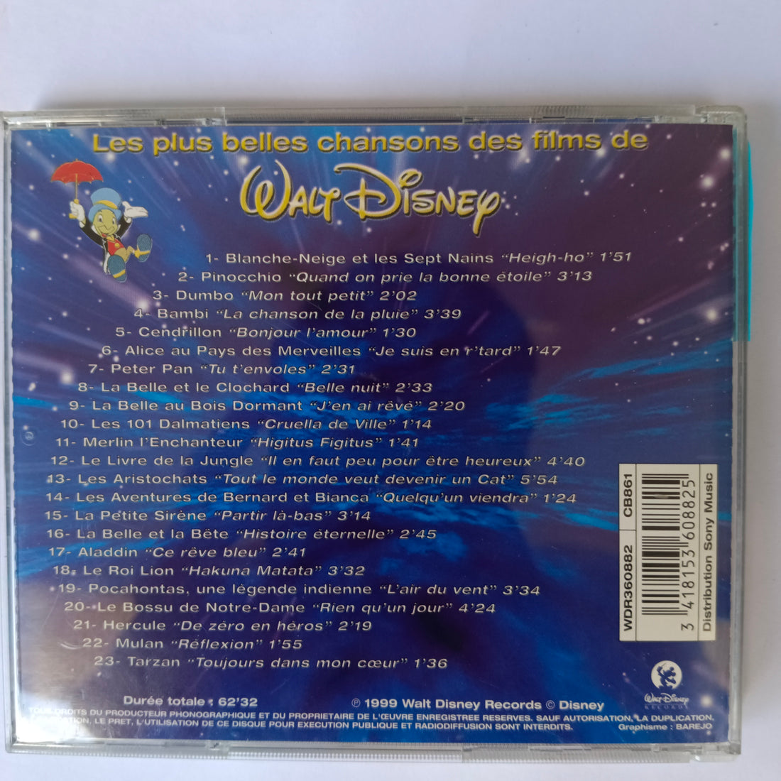 Various CD Les Plus Grandes Chansons Des Films De Walt Disney
