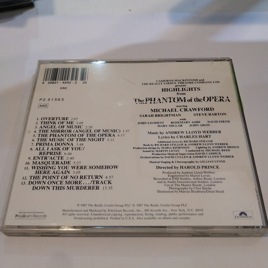 ซีดี Andrew Lloyd Webber - Highlights From The Phantom Of The Opera - The Original Cast Recording CD VG