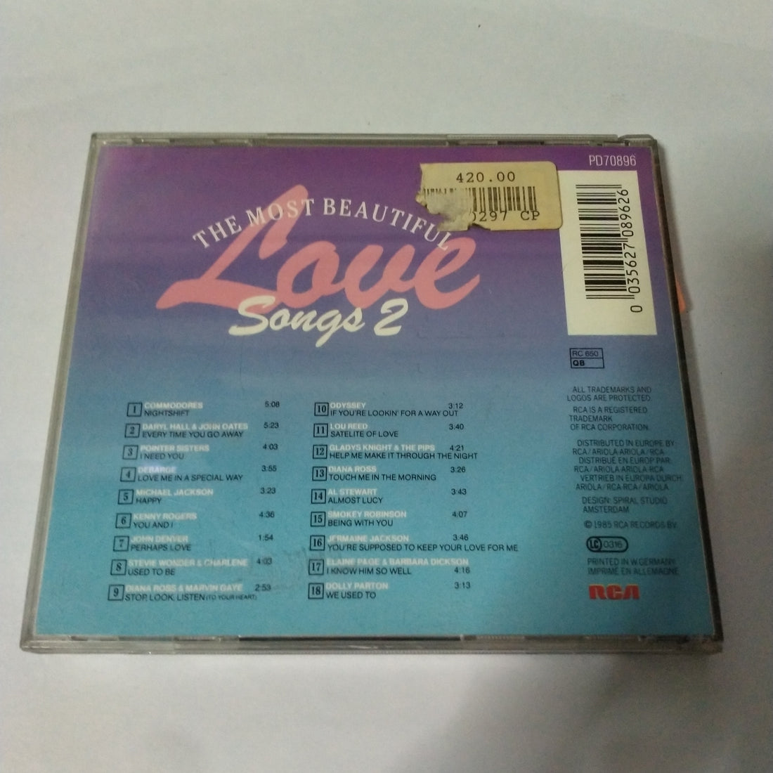 ซีดี Various - The Most Beautiful Love Songs 2 (CD) (VG+)