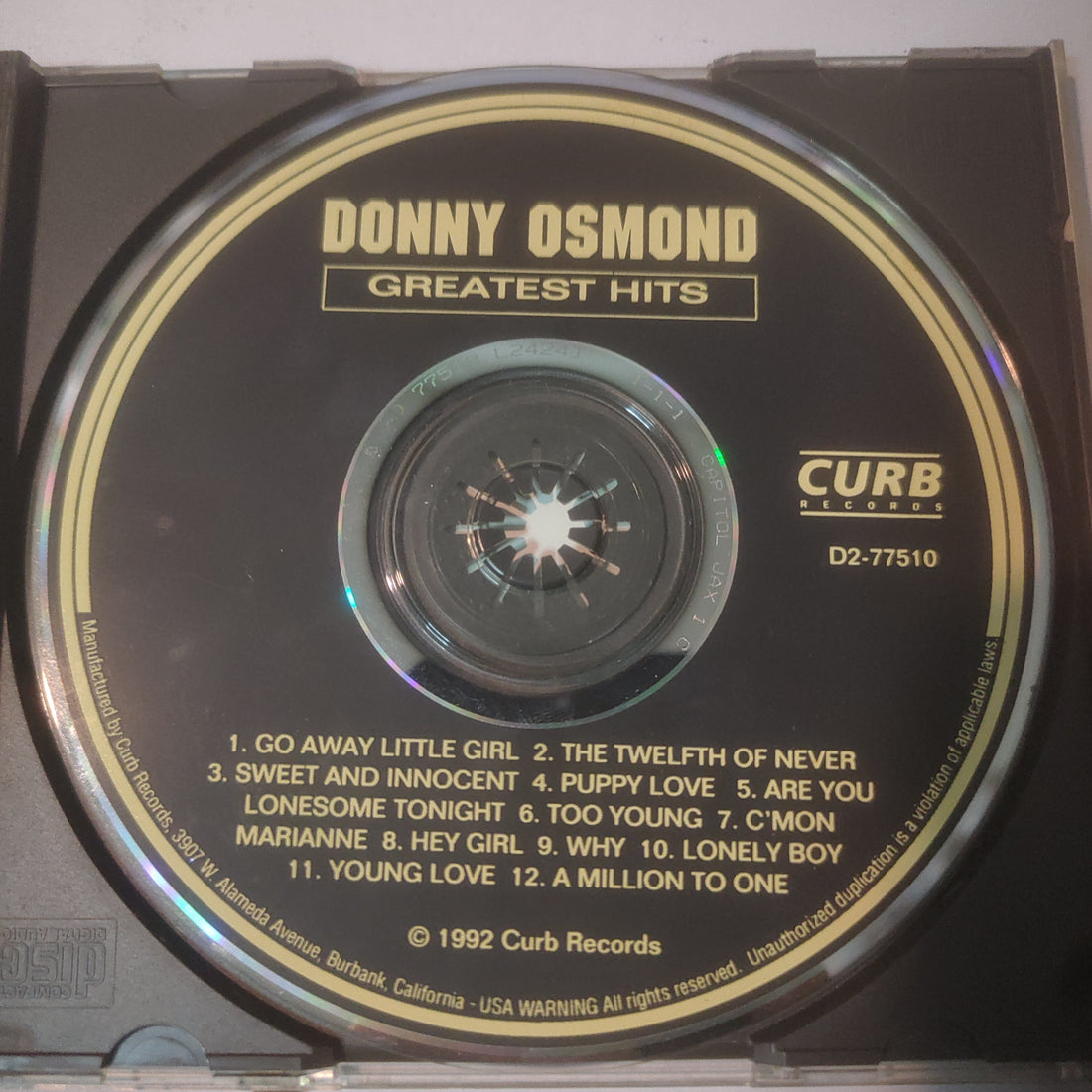 ซีดี Donny Osmond - Greatest Hits (CD) (G+)