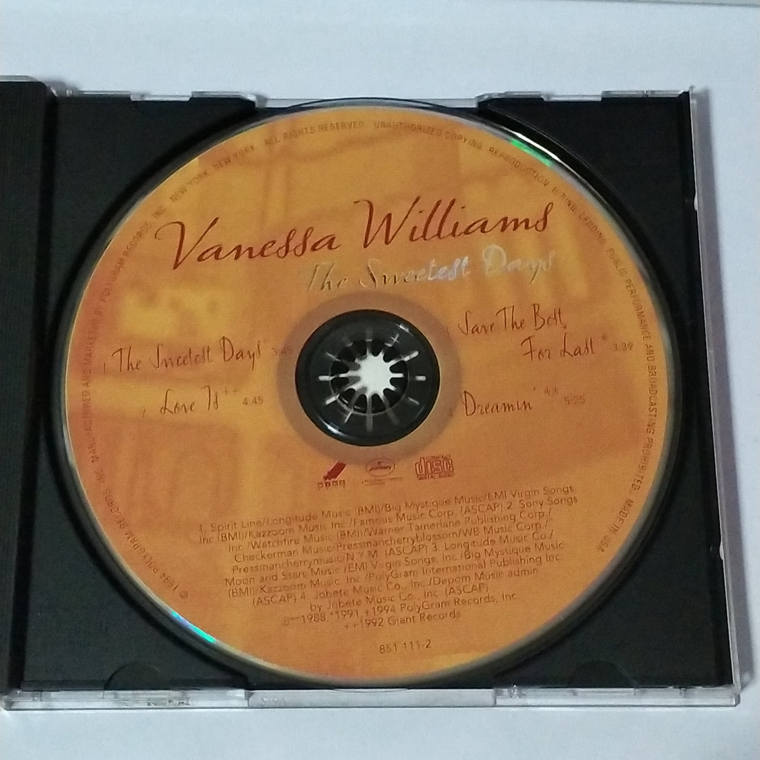 ซีดี Vanessa Williams - The Sweetest Days And More (CD) (VG+)