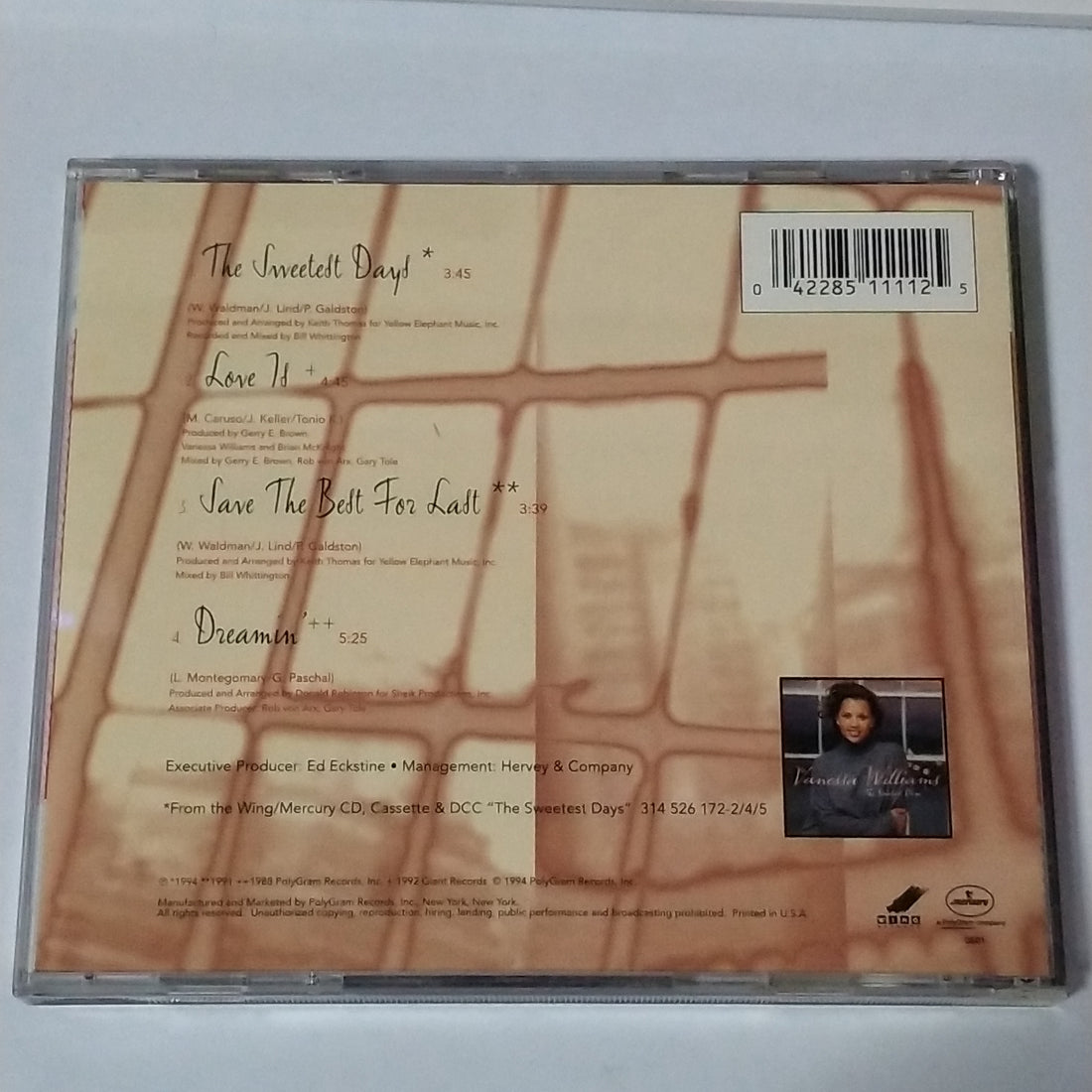 ซีดี Vanessa Williams - The Sweetest Days And More (CD) (VG+)