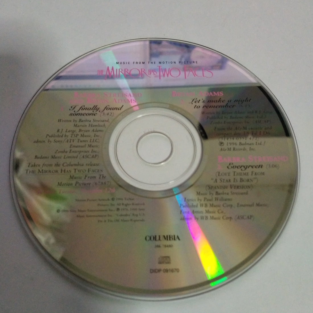 Barbra Streisand And Bryan Adams – I Finally Found Someone (CD)(VG+)