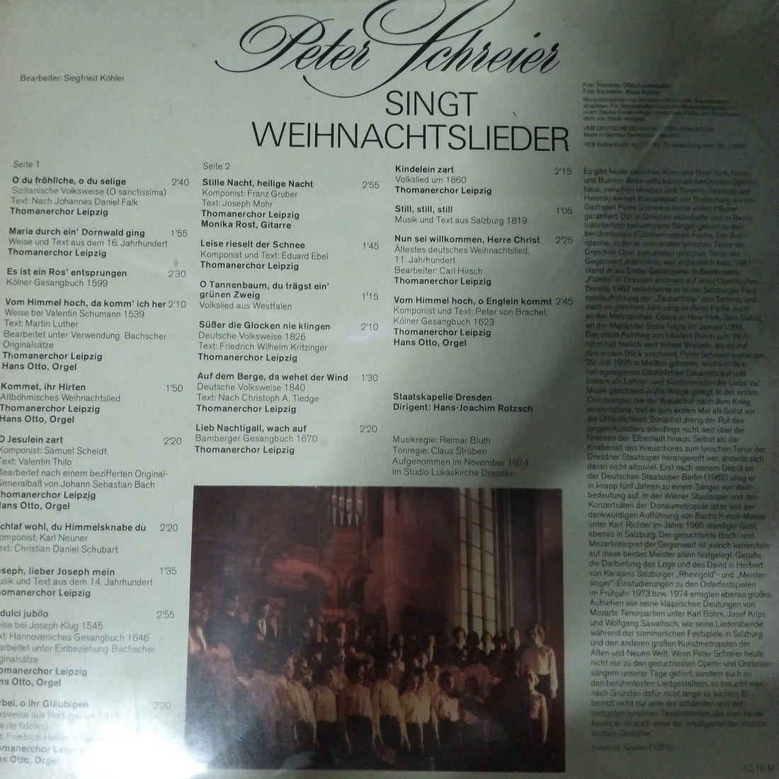 แผ่นเสียง Peter Schreier - Peter Schreier Singt Weihnachtslieder (Vinyl) (VG+)