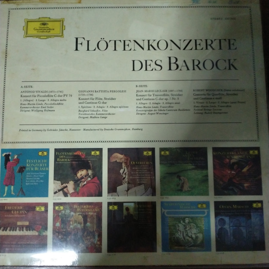 แผ่นเสียง Antonio Vivaldi · Giovanni Battista Pergolesi · Jean-Marie Leclair · Robert Woodcock - Hans-Martin Linde Und Burghard Schaeffer - Flötenkonzerte Des Barock (Vinyl) (VG+)