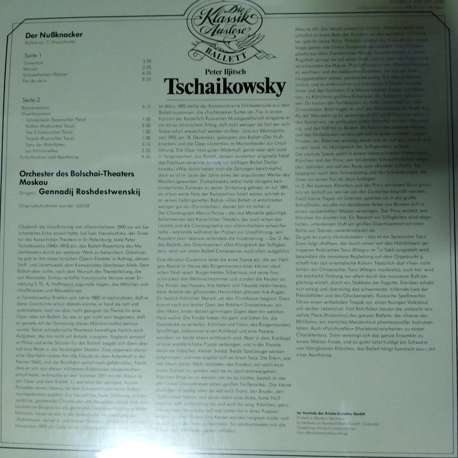 แผ่นเสียง Pyotr Ilyich Tchaikovsky, Bolshoi Theatre Orchestra, Gennadi Rozhdestvensky - Der Nußknacker (Ausschnitte) (Vinyl) (VG+)