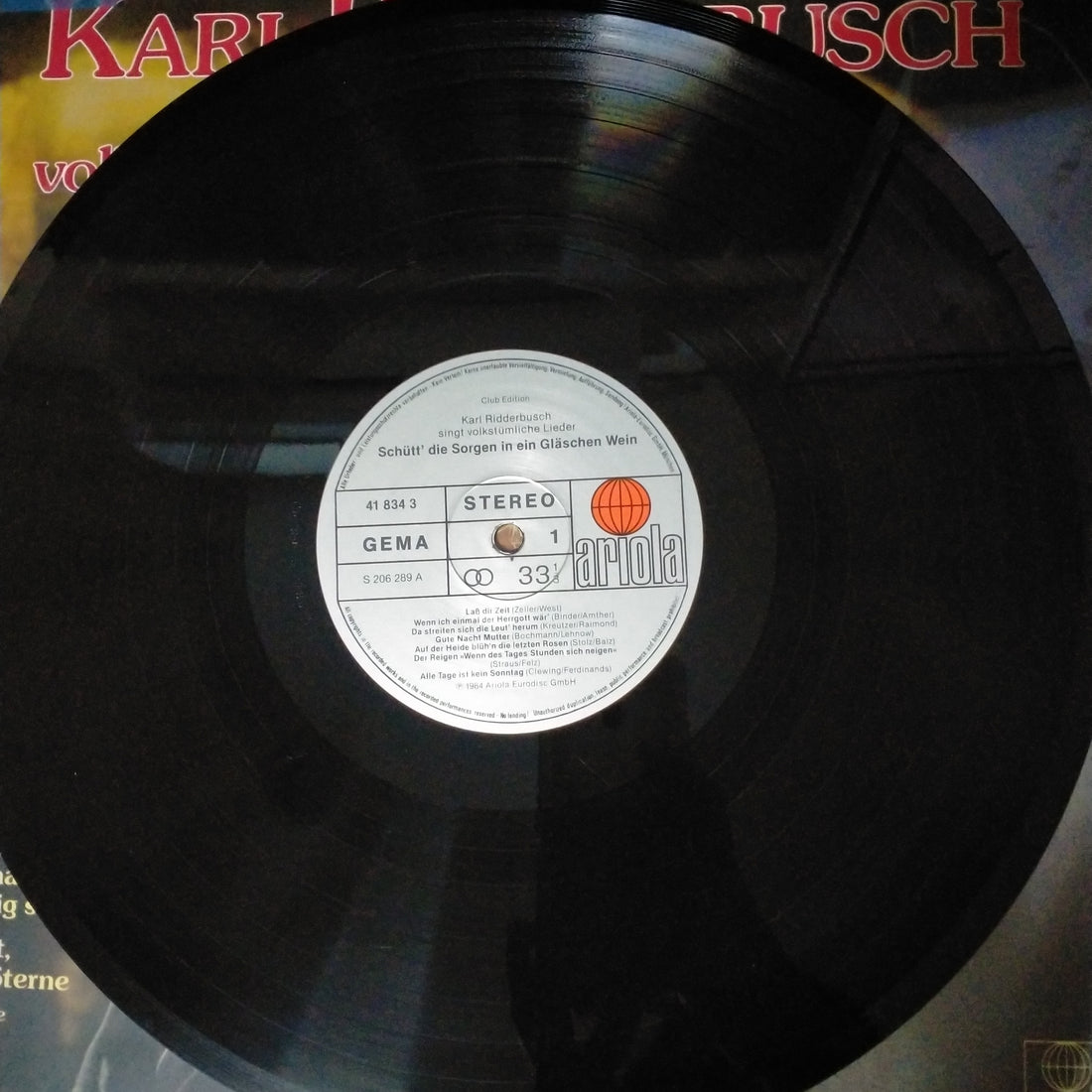 แผ่นเสียง Karl Ridderbusch - Singt Volkstümliche Lieder - Schütt' Die Sorgen In Ein Gläschen Wein (Vinyl) (VG+)