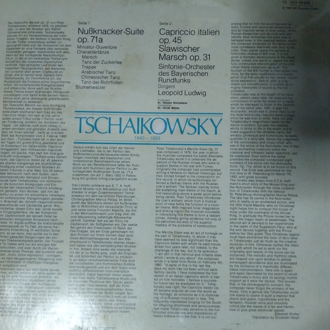 แผ่นเสียง Pyotr Ilyich Tchaikovsky, Leopold Ludwig, Symphonie-Orchester Des Bayerischen Rundfunks - Nussknacker Suite / Capriccio Italien / Slawischer Marsch (Vinyl) (VG+)