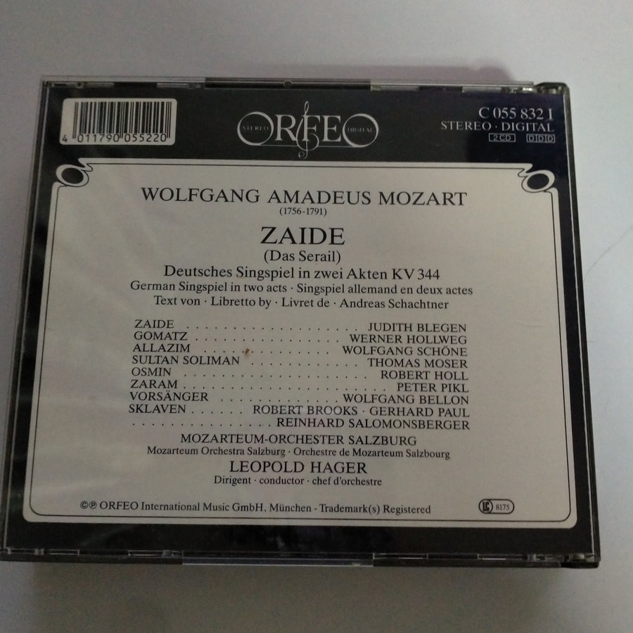 ซีดี Wolfgang Amadeus Mozart, Judith Blegen, Werner Hollweg, Wolfgang Schöne, Thomas Moser, Robert Holl, Das Mozarteum Orchester Salzburg, Leopold Hager - Zaide (CD) (VG+)