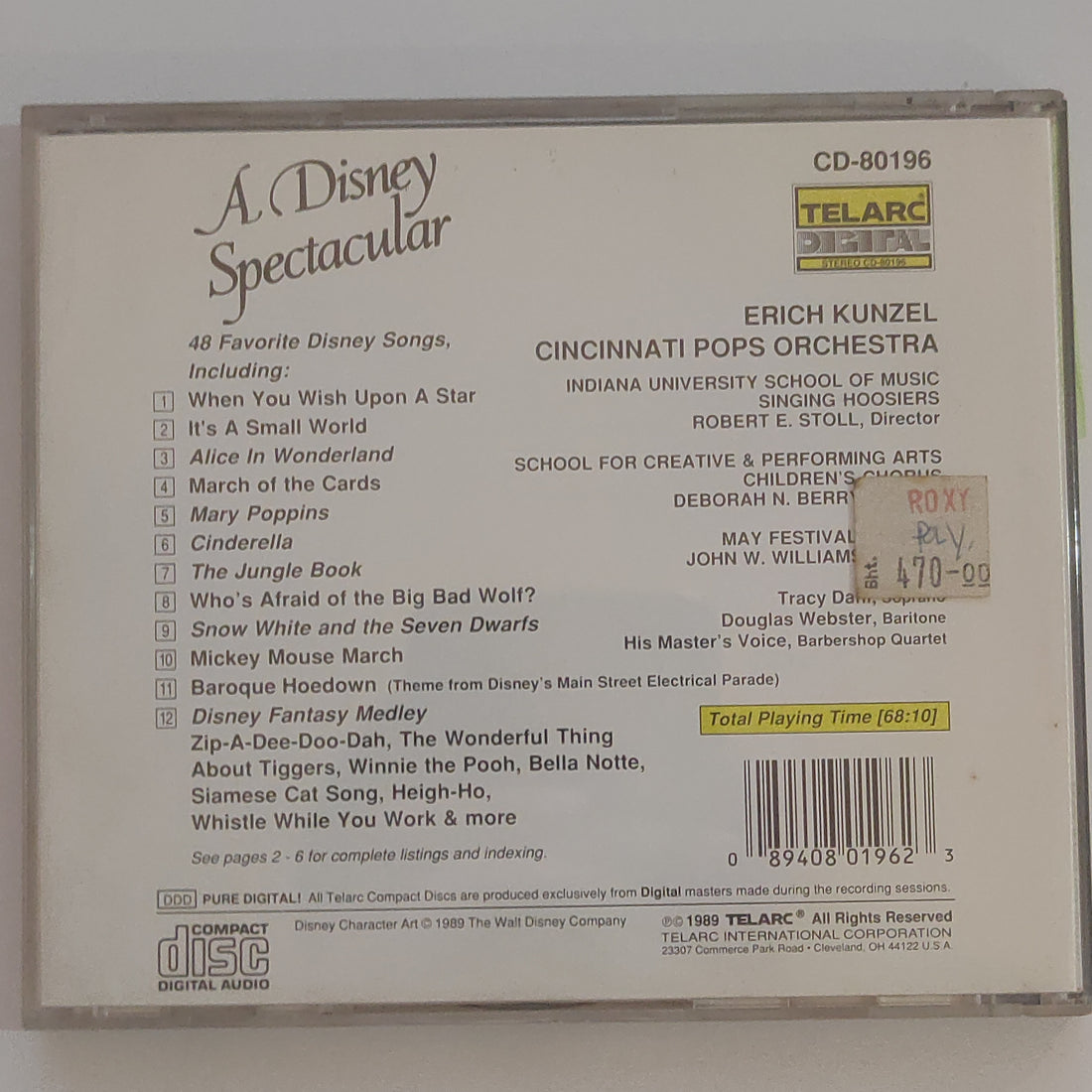 ซีดี Erich Kunzel, Cincinnati Pops Orchestra - A Disney Spectacular CD VG+