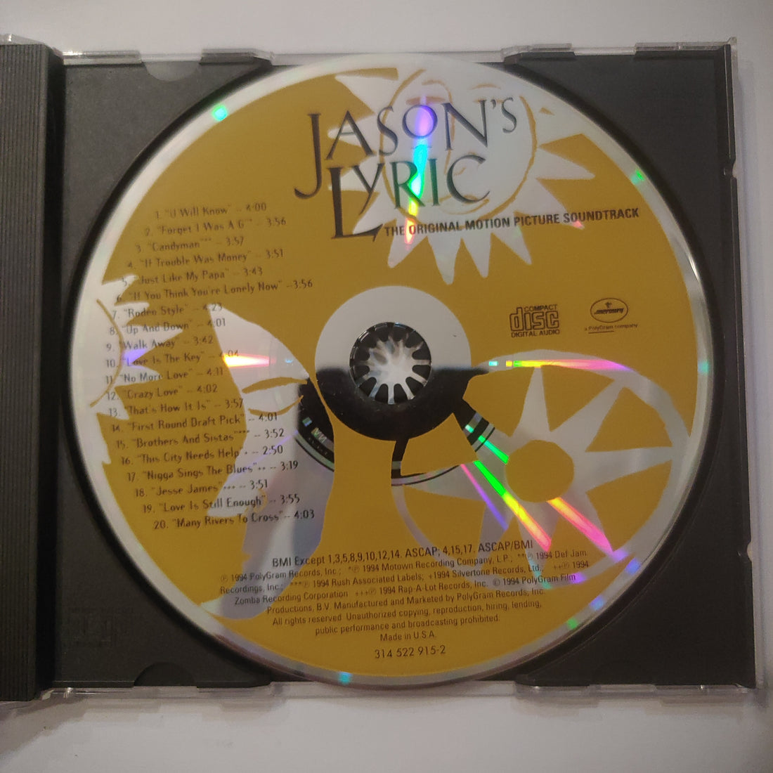 ซีดี Various - Jason's Lyric - The Original Motion Picture Soundtrack (CD) (VG)