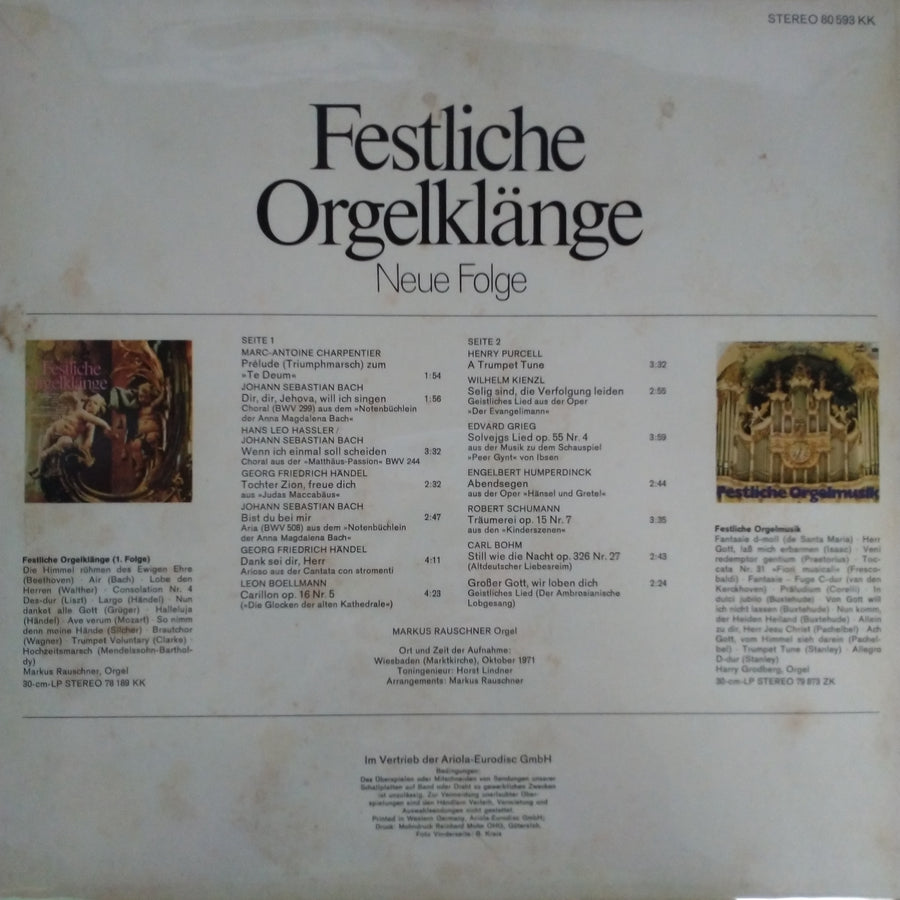 Markus Rauschner - Festliche Orgelklänge - Neue Folge (Vinyl) (VG+)