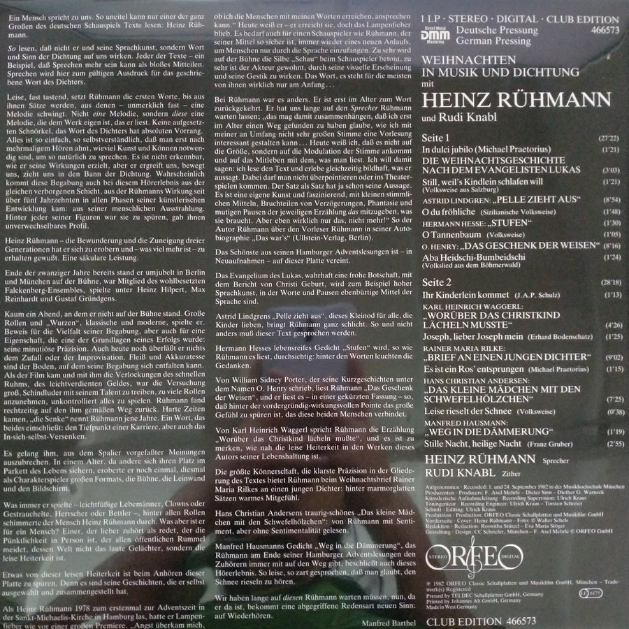 แผ่นเสียง Heinz Rühmann - Weihnachten Mit Heinz Rühmann (Vinyl) (VG+)