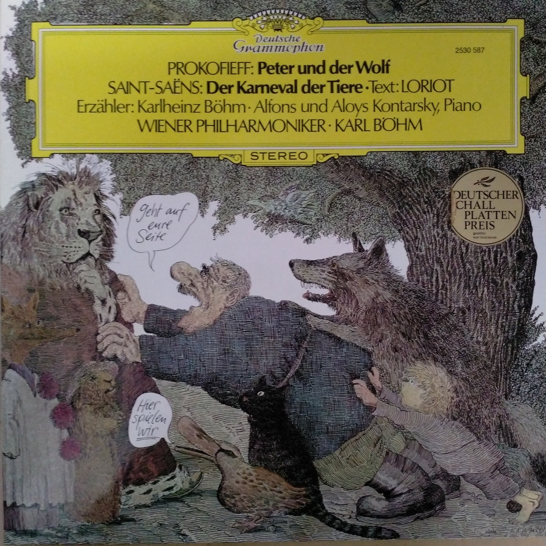 แผ่นเสียง Sergei Prokofiev · Camille Saint-Saëns · Loriot · Karlheinz Böhm · Alfons & Aloys Kontarsky · Wiener Philharmoniker · Karl Böhm - Peter Und Der Wolf / Der Karneval Der Tiere (Vinyl) (VG+)