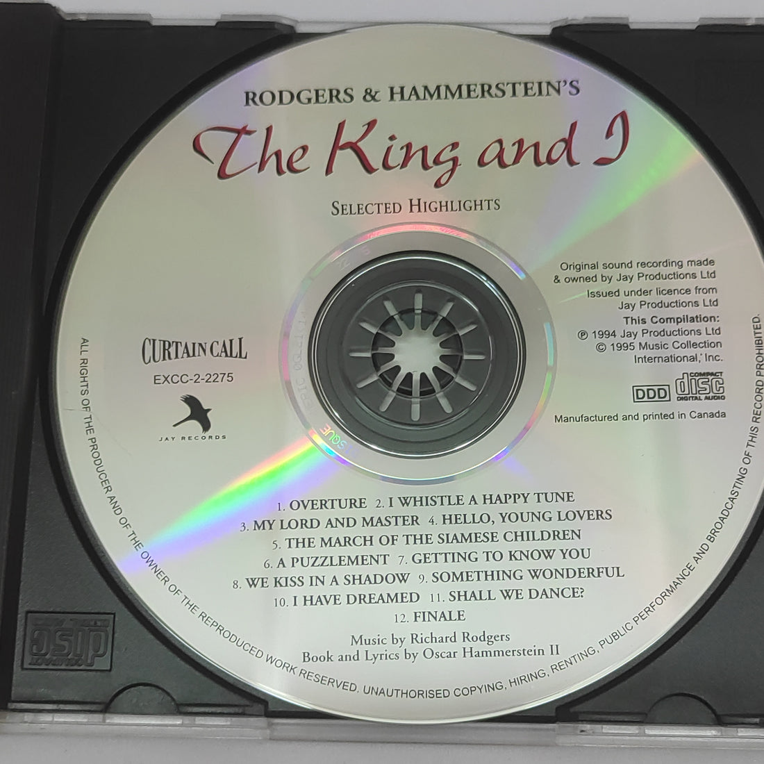 ซีดี Rodgers & Hammerstein - The King And I: Selected Highlights (CD) (VG+)