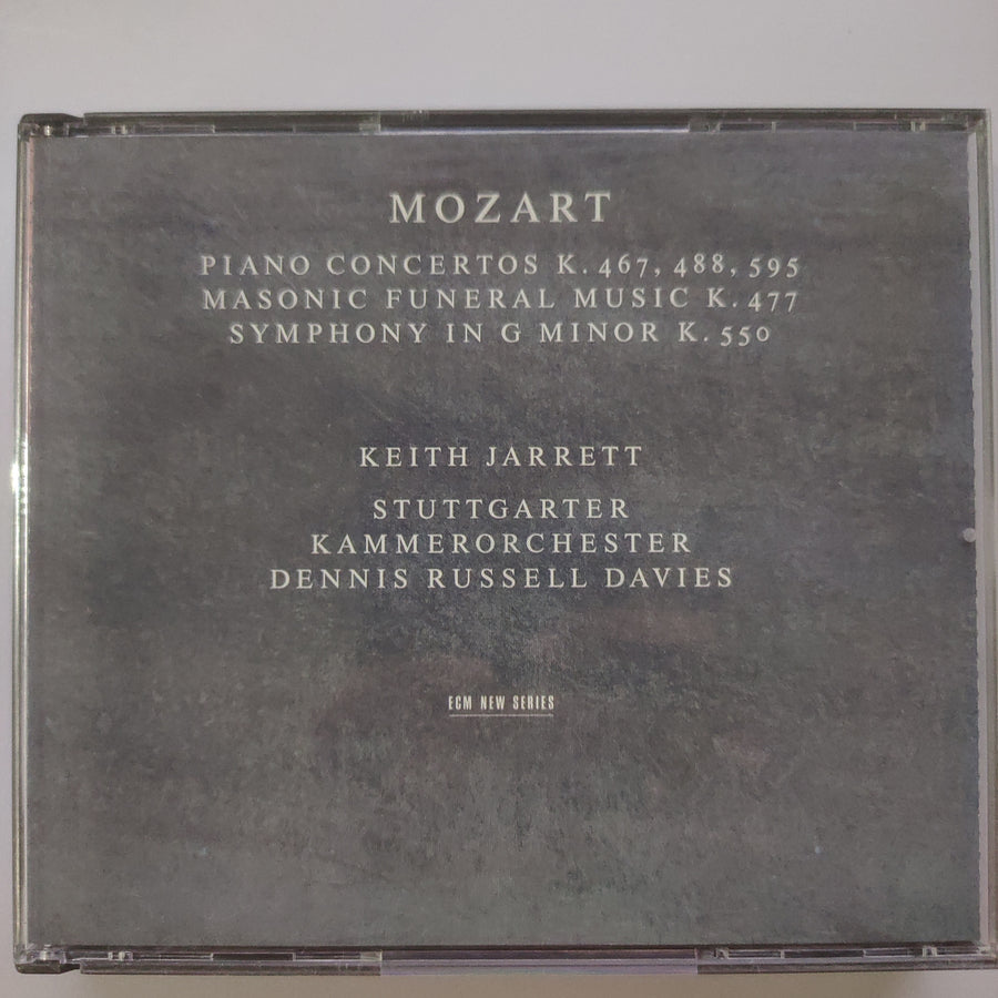 ซีดี Wolfgang Amadeus Mozart, Keith Jarrett, Stuttgarter Kammerorchester, Dennis Russell Davies - Piano Concertos K. 467, 488, 595 / Masonic Funeral Music K. 477 / Symphony In G Minor K. 550 (CD) (VG+) (2CDs)