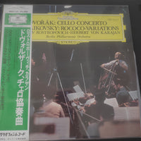 แผ่นเสียง Antonín Dvořák / Pyotr Ilyich Tchaikovsky - Berliner Philharmoniker, Herbert von Karajan, Mstislav Rostropovich - Concerto Pour Violoncelle / Variations Rococo (Vinyl) (NM or M-)