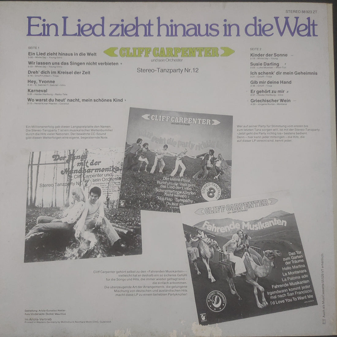 แผ่นเสียง Cliff Carpenter Und Sein Orchester - Ein Lied Zieht Hinaus In Die Welt (Vinyl) (VG)