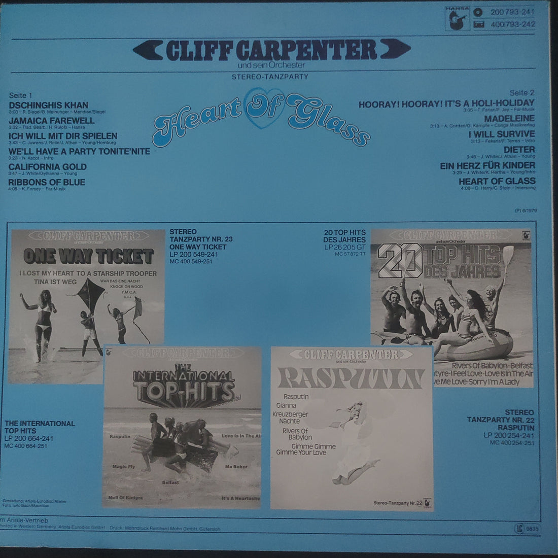 แผ่นเสียง Cliff Carpenter Und Sein Orchester - Heart Of Glass (Vinyl) (VG+)