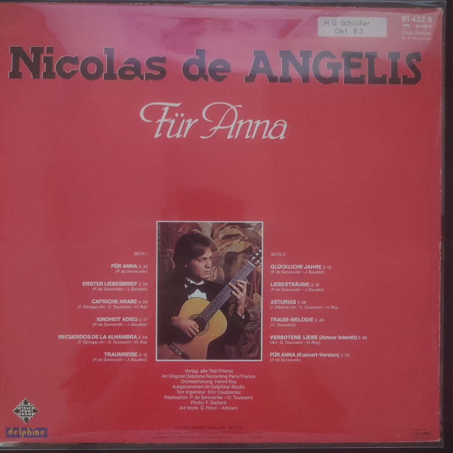 แผ่นเสียง Nicolas De Angelis - Für Anna (Vinyl) (VG+)