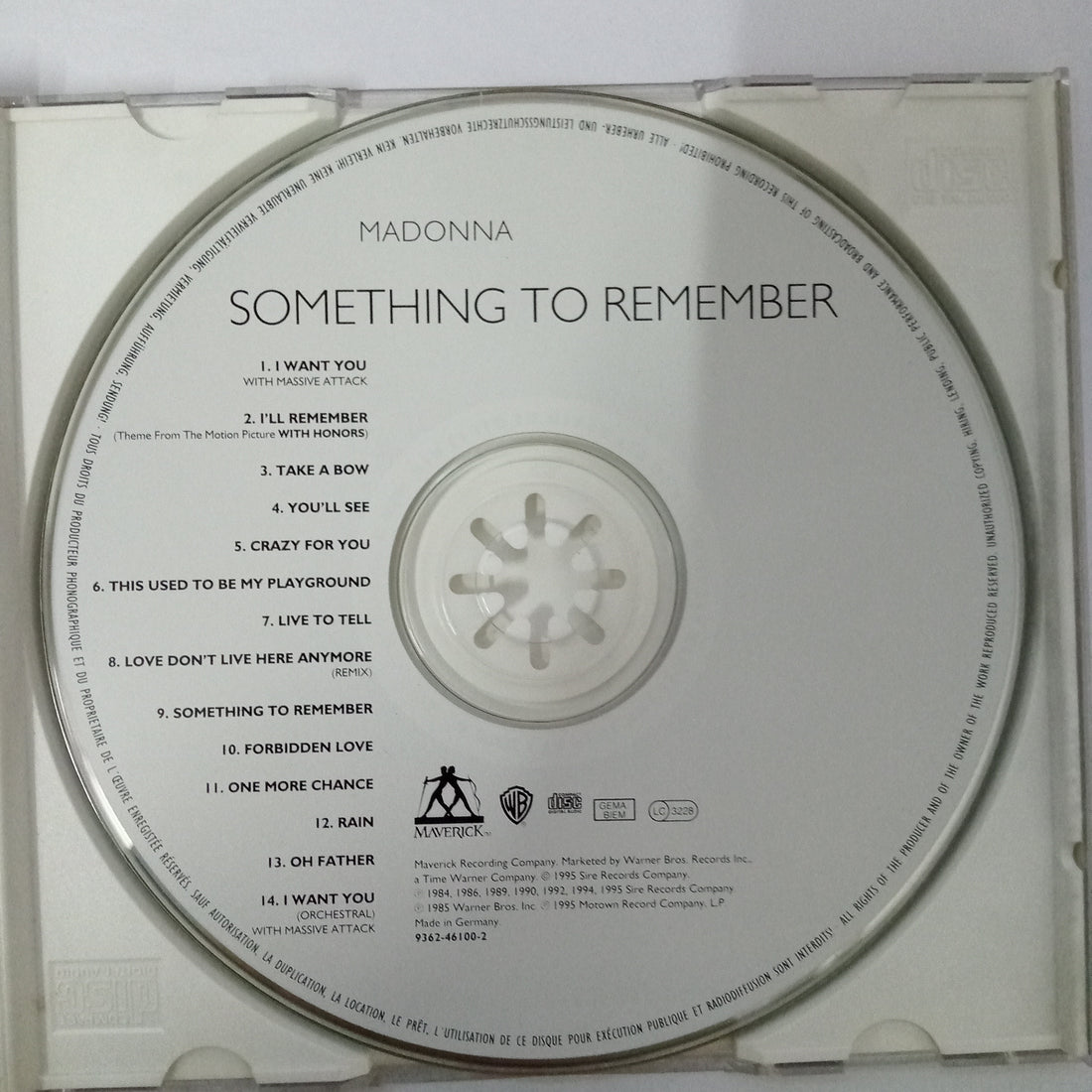 ซีดี Madonna - Something To Remember CD VG