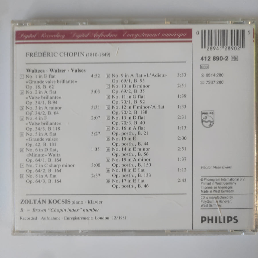 ซีดี Frédéric Chopin - Zoltán Kocsis - The 19 Waltzes = Die 19 Walzer CD VG+