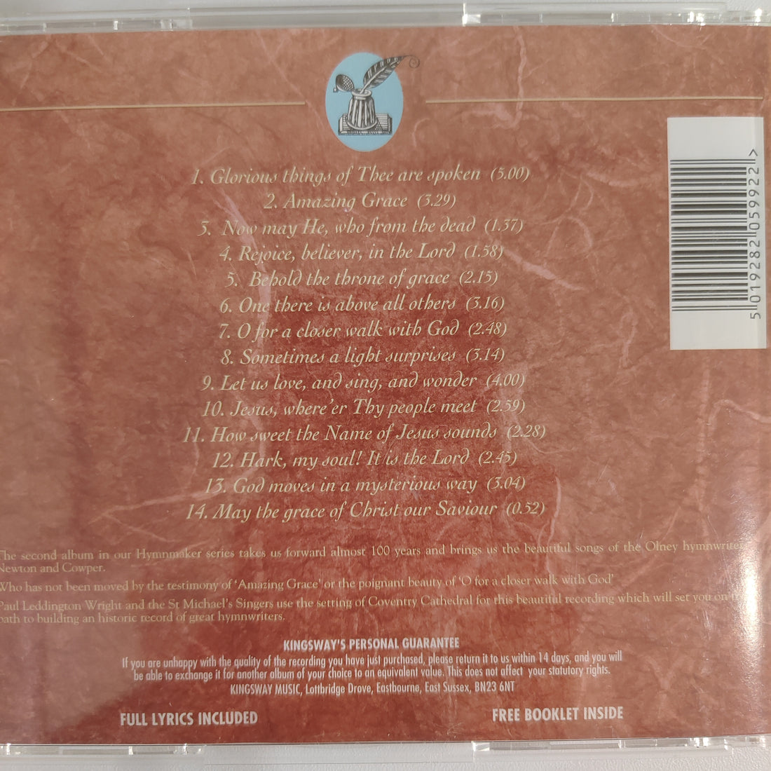 ซีดี St. Michael's Singers Conducted By Paul Leddington Wright , Organist: David Poulter ; John Newton & William Cowper - Amazing Grace CD VG+