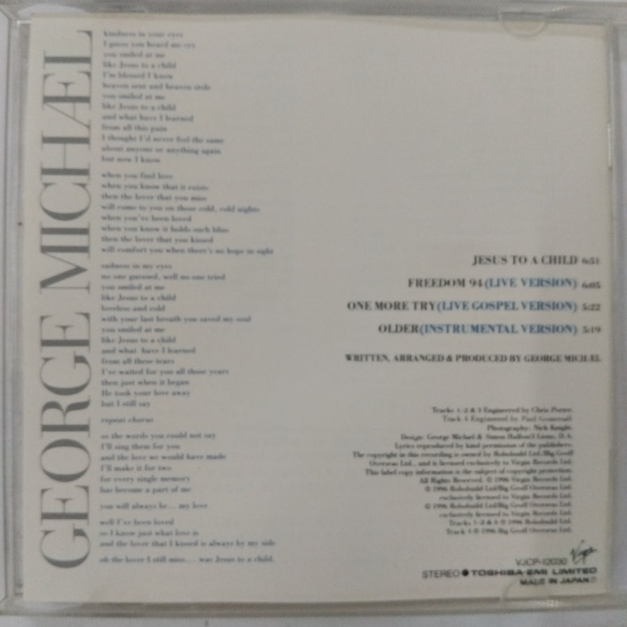 George Michael - Jesus To A Child (CD) (VG)