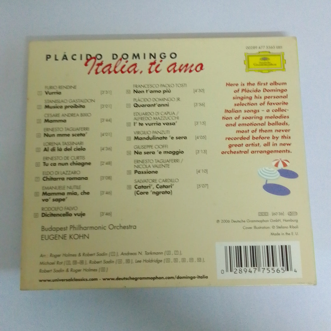 ซีดี Placido Domingo - Italia, Ti Amo (CD) (NM or M-)